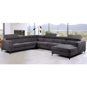 Maceo Dark Grey Corner Modular with RHF Chaise By Best Price Furniture