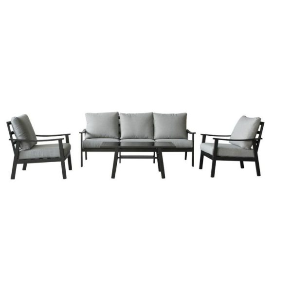 Joshua Outdoor 4 Piece Sofa Set Charcoal and Grey