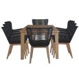 Vivian Outdoor 9 Piece Dining Set Black, Charcoal, and Eucalyptus By Best Price Furniture Outlet