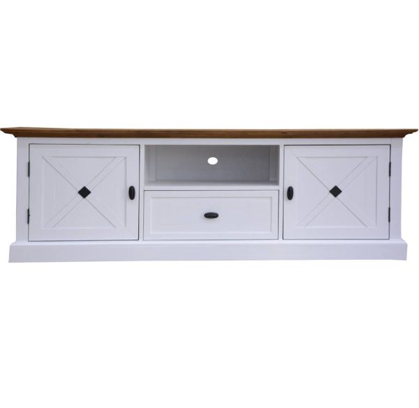 Front View Chocolate and White Ezri TV Unit By Best Price Furniture