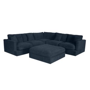 Riley Fabric Charcoal 5 Seater Corner Modular Lounge With Ottoman