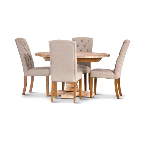 Best Quality Kennice 5pc 135cm Round Dining Set with Kaelyn Chairs By Best Price Furniture